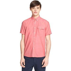 Saturdays Surf  NYC Mens 'Flynn' Short Sleeve Sport Shirt Medium Red